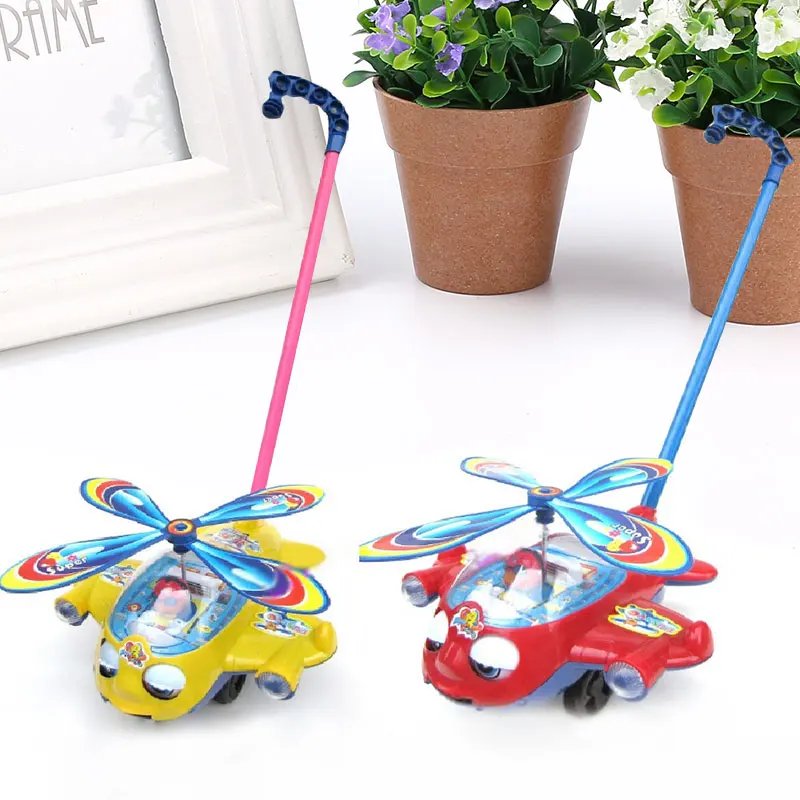 Flying Helicopter Plane ABS Hand Pushing Toy Gifts Kids Fun With Large