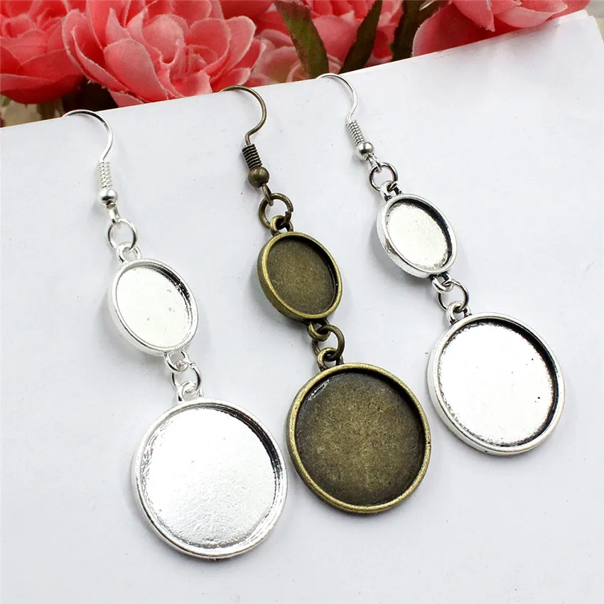 Подходит для 12 мм и 20 мм металлическая плоская Тыква круглая пустая Установка ободок основа для кабошона для серег для DIY серьги подарок 10 шт./лот K05498