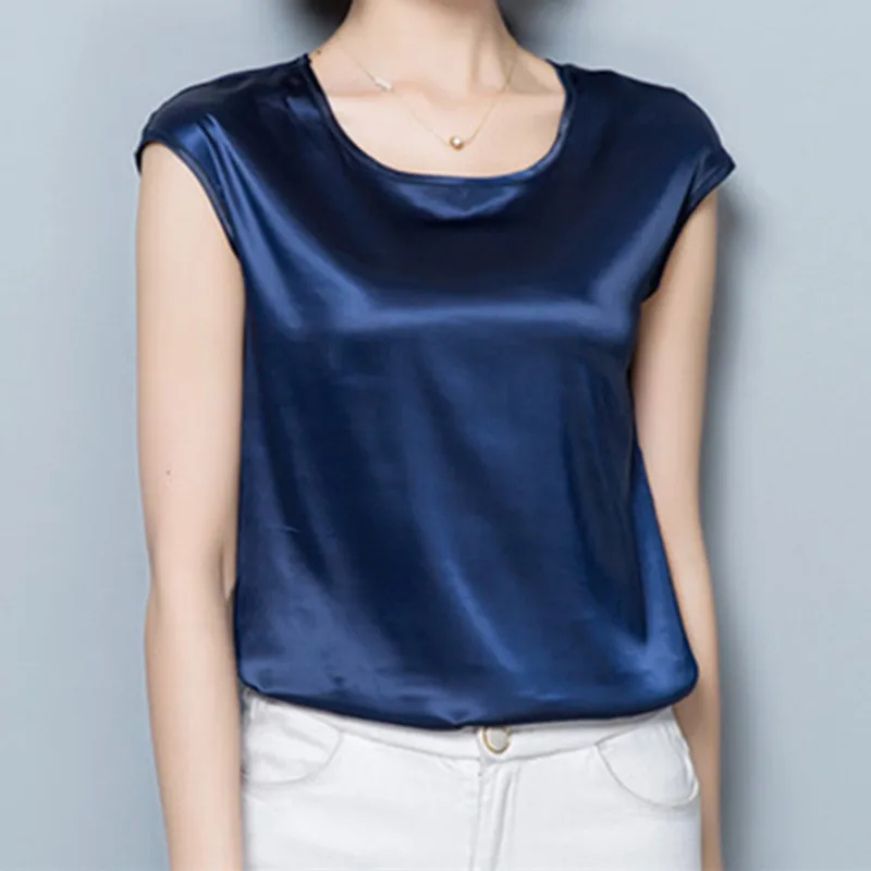 النساء البلوزات عارضة OL الحرير بلوزة الصيف فضفاض الأساسية الحرير قميص العمل ارتداء Blusas الأنثوية قمم قمصان زائد حجم XXXL /4XL قمم