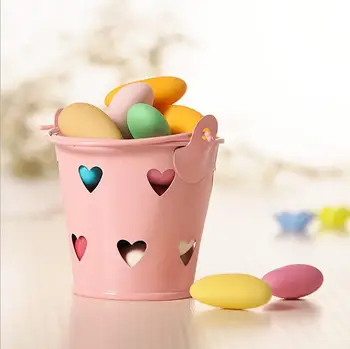 

10Pcs Mini Cute Chocolate Candy Buckets Wedding Party Favors Heart DIY Wedding Tin Favor Babyshow Bucket Candy Box Supply