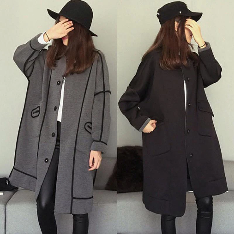 

Spring autumn 2019 new women's windbreaker coat large size loose Medium length section two sides wearing windbreaker coat female