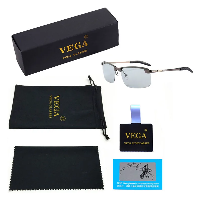 VEGA Polaroid фотохромные солнцезащитные очки для вождения для мужчин и женщин с коробкой фотохромные поляризованные очки Хамелеон линзы 230