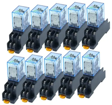 Relé com Soquete 12 v 24 dc – 110 ac 220 Bobina Dpdt General Purpose Micro Mini Base 10 Pcs My2p Hh52p My2nj