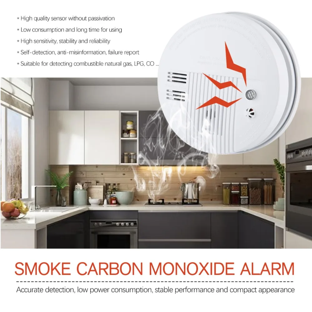 

Carbon Monoxide Alarm Independent Dual Voltage Composite Alarm LCD CO Sensor Work Alone Poisoning Warning Alarm Detector
