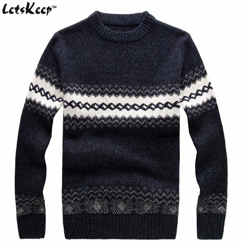 New LetsKeep 2017 men's knitted sweater patterns Striped