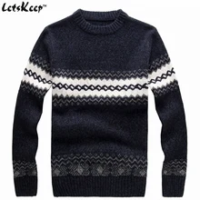 New LetsKeep 2018 mens knitted sweater patterns Striped thick pullover sweaters winter casual round neck wool sweater men, MA270