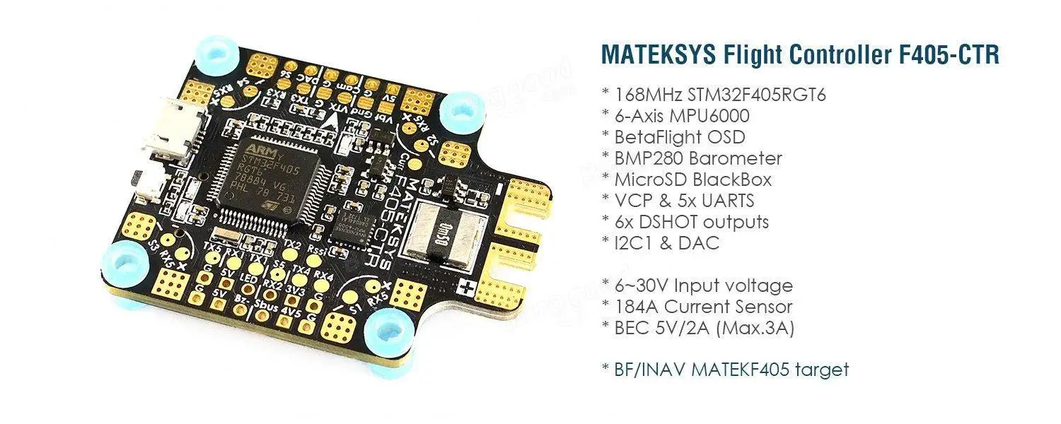 Matek Systems BetaFlight F405-CTR Flight Controller Built-in PDB OSD 5V/2A BEC Current Sensor for RC Drone
