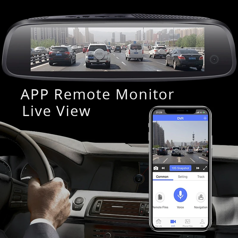  8 Inch 4G Android GPS Wifi Car Camera DVR Video Dash Cam Front and Rear View Mirror Recorder Revers