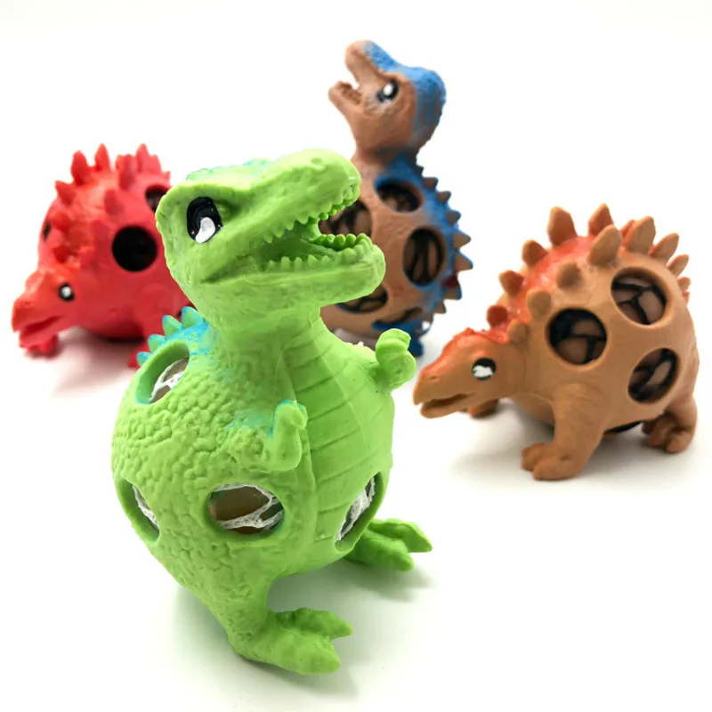 Funny kids toys Squishy Vent Dinosaur Grape Ball Mesh Ball Squeeze Decompression Children's Toys Beads Dinosaur Extrusion Adult 