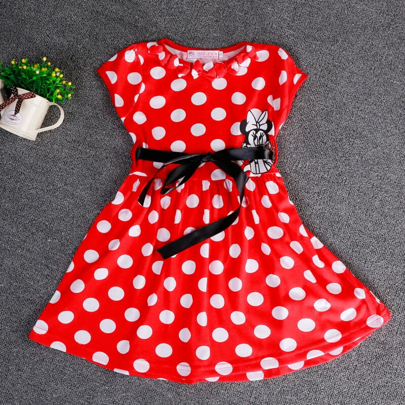 

Minnie Mouse Dress for Girls Clothes Minnie Printing Dot Sleeveless Party Dress Baby Tops Clothes Fashion Kids Girls Costume