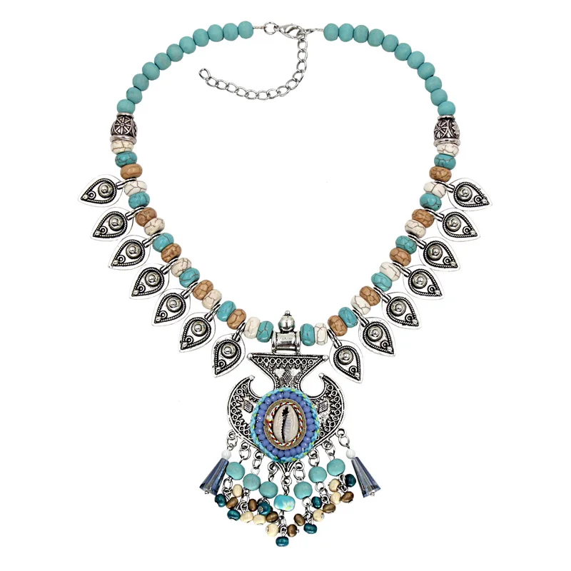 

VONNOR Jewery Statement Necklace for Women Fashion Handmade BohemianTurquoise Strand Necklaces & pendants Summer Accessories