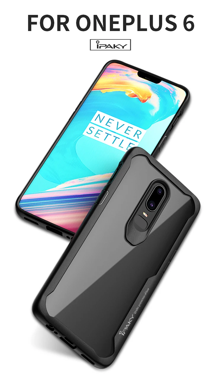 Для Oneplus 6 Чехол IPAKY для one plus 6 силиконовый акриловый Гибридный противоударный Прозрачный чехол для OnePlus 6 Чехол