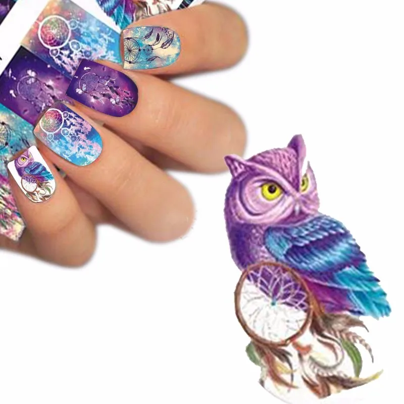

1 Sheet Nail STZ Fashion Owl Dream Catcher POP Nail Art Water Transfer Sticker Decal For Nail Art Tattoo Tips DIY Nail Tool