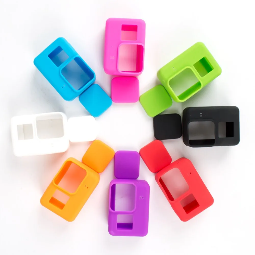 

Colorful Camera Case For GoPro Accessories Protective Silicone Skin + Lens Cap Cover for GoPro Hero 5 Hero 6 Shockproof Case