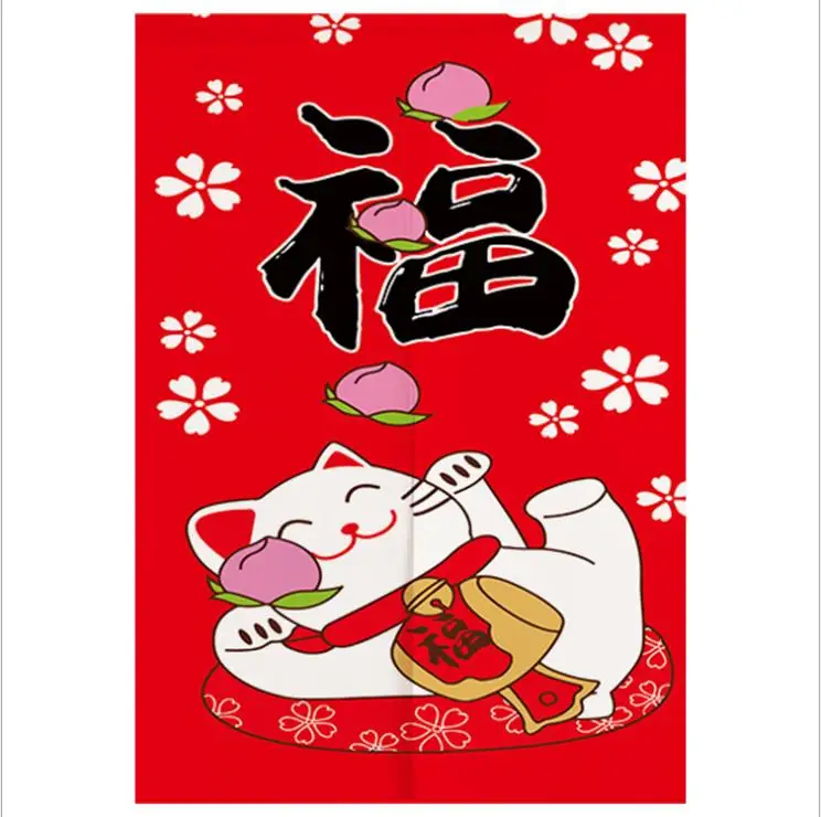 

Doorway Curtain Lucky Cat Japan Style Curtains For Kitchen Living Room Decorative Curtain Fesival Fortune