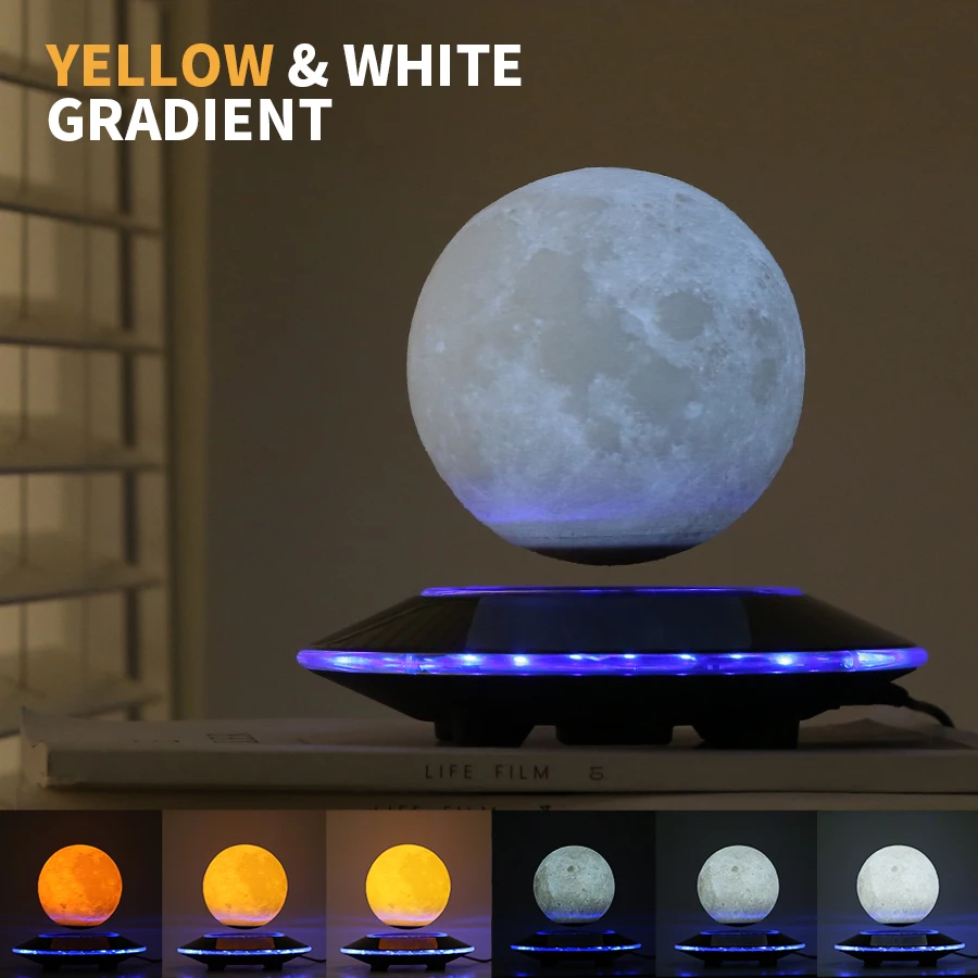 3d القمر مصباح قاد الاضواء أضواء القمر ديكور المنزل المغناطيسي الإرتفاع العائمة ليلة نوم خزانة luna امبين هدايا