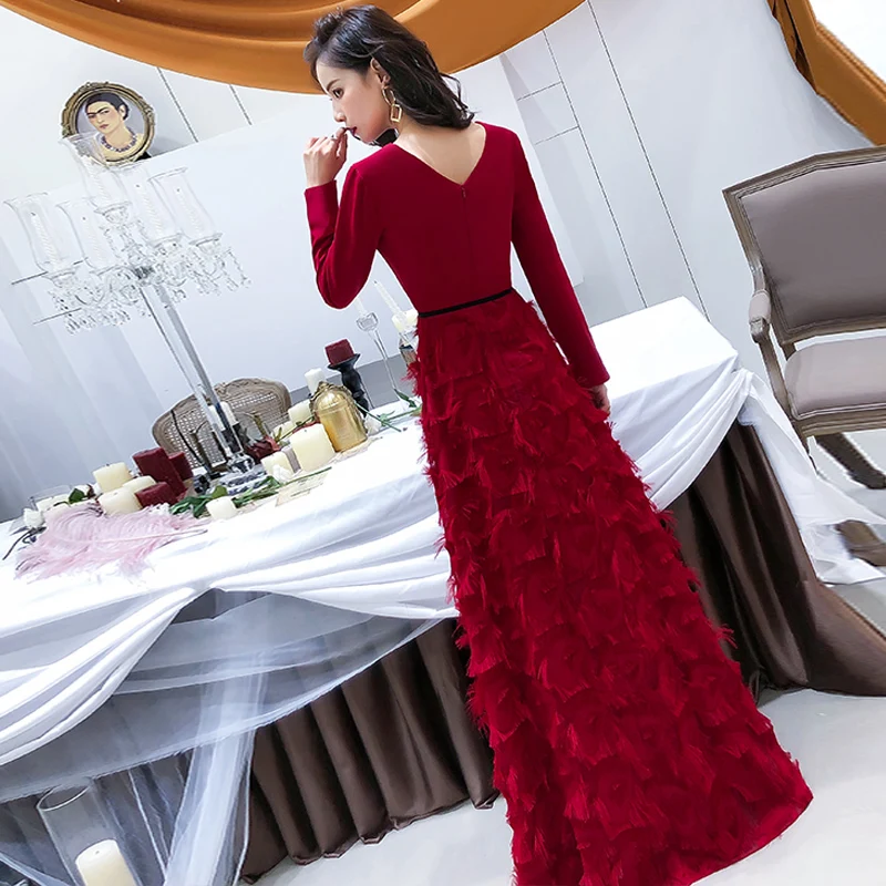 Weiyin Wiine красное вечернее платье элегантные вечерние кружевные платья Длинные вечерние платья стильные женские платья для выпускного вечера WY1341