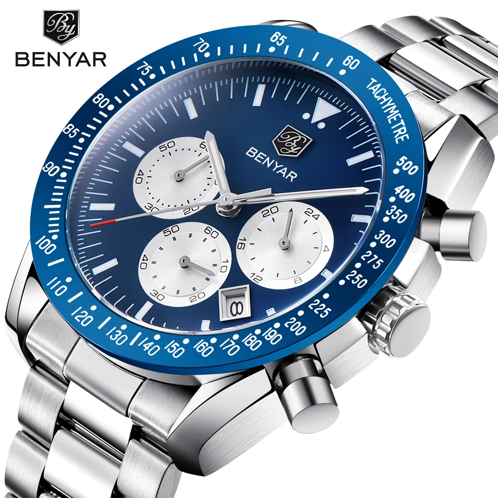 Buy BENYAR Brand Men Sport Chronograph Watches All pointers work Waterproof
