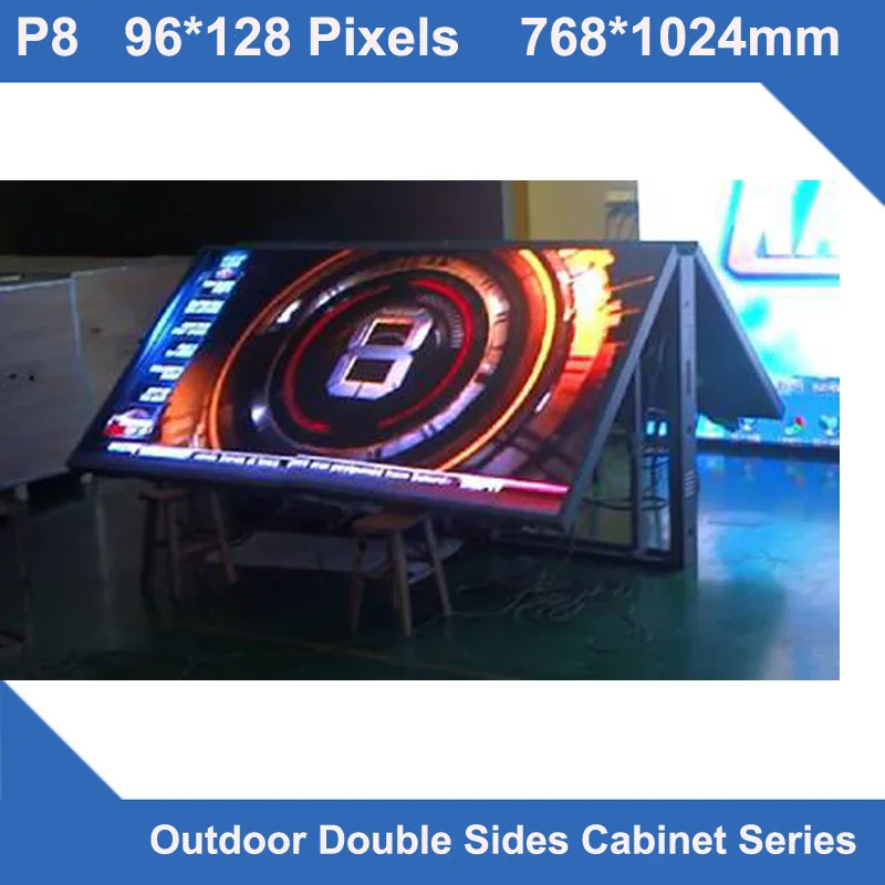 

TEEHO P8 Outdoor Display LED SMD led panel 768*1024mm Double Sides front open maintenance Cabinet for LED screen signs fixed use