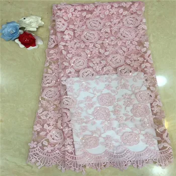 

African Lace Fabric Water soluble Lace Fabrics High Quality net Lace sequins Embroidery French Tulle Lace Fabric For Wedding