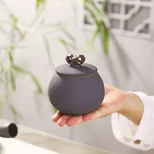 Черная Маленькая керамическая банка гончарная канистра контейнер для хранения еды кофейник
