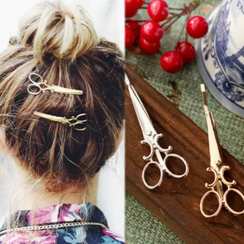 1Piece Korean version of the simple hair accessories simulation scissors personality hairpin jewelry retro headwear clip