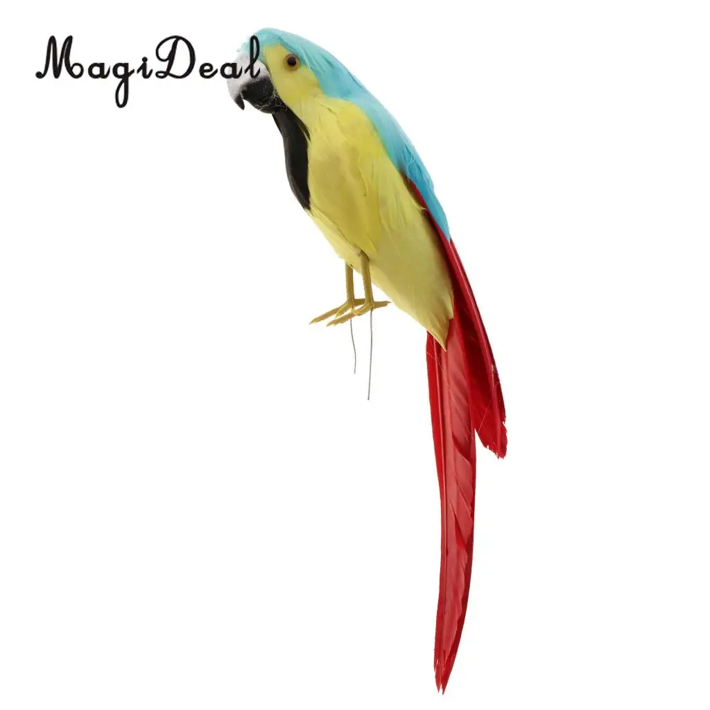 12'' / 30cm Decorative Feather Parrot Model Artificial Bird Statue Macaw Figurine Fancy Dress Props Garden Lwan Tree Decor