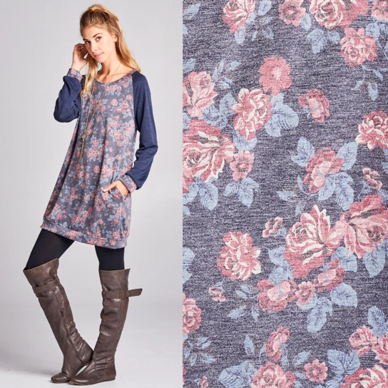 Floral French Terry Sweatshirt Dress with Pockets (5)