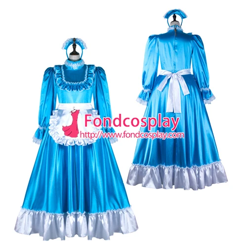 

Sissy maid satin long dress lockable Uniform cosplay costume Tailor-made[G2365]