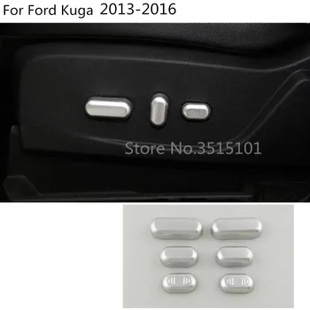 

Car Styling Cover ABS Silver Seat Adjustment Knob Button Switch Trim Accessories 6pcs For Ford Kuga 2013 2014 2015 2016