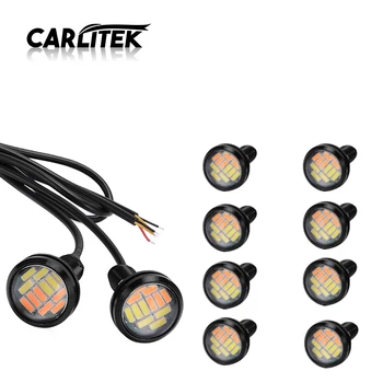 

CARLitek 10PCS Led Eagle Eye White Yellow DRL Turn Signal Lamp 4014 12SMD Switchback Bulb Car Moto Daytime Running Light 12V