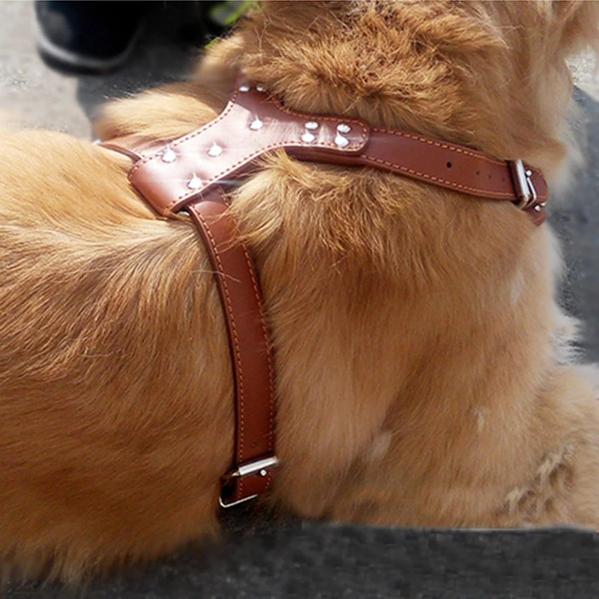 Воротник регулируемый шипованные заклепки из искусственной кожи шлейка для собаки домашнего животного прогулочный ошейник поводок для питбуль мастиф HG99