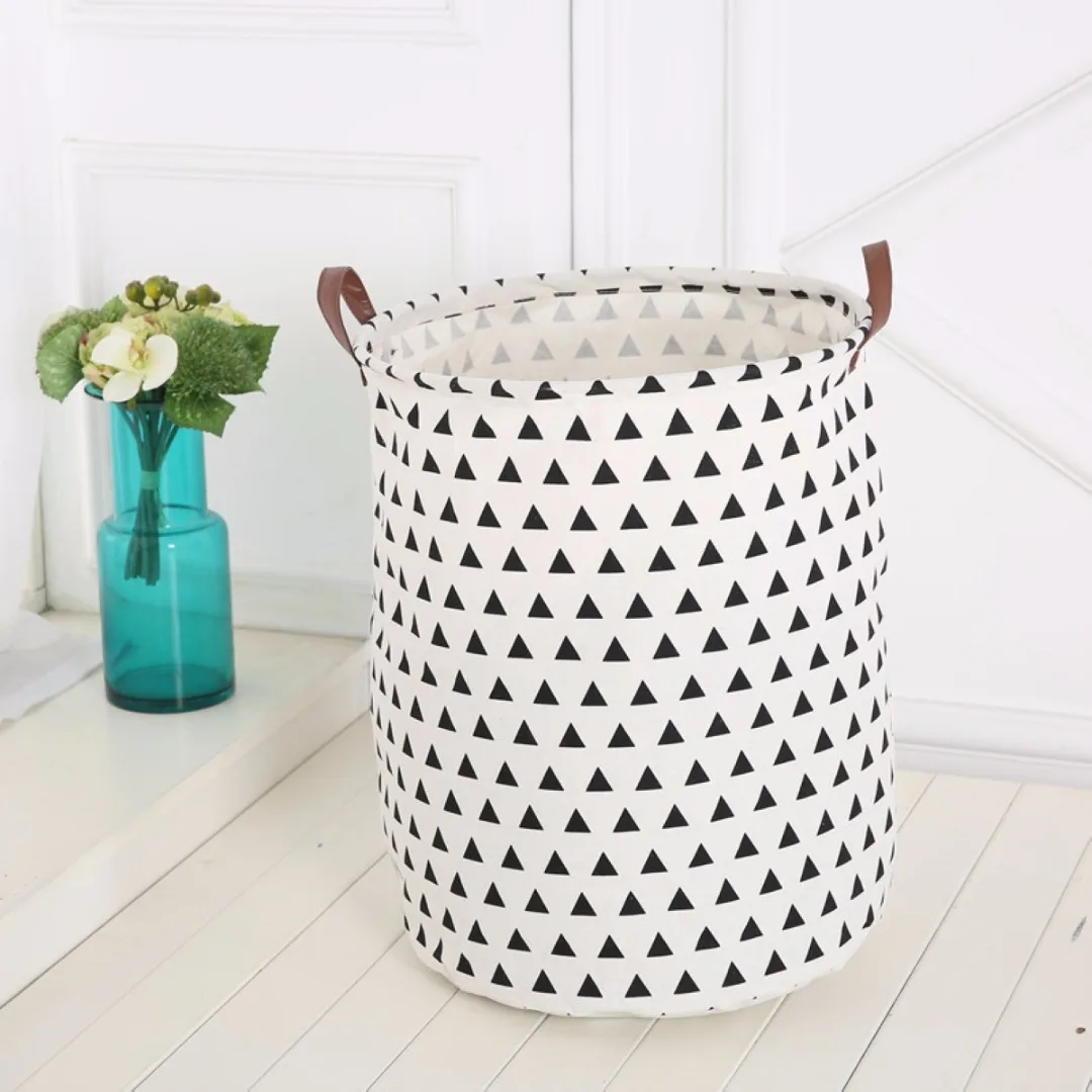 Storage Bucket With Handles Canvas Printing PE Waterproof Kids Toys Storages Barrel Home Washing Clothes Basket 40*50cm Sale
