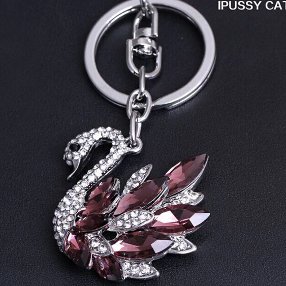 

Bling Bling Full CZ Rhinestones Small Swan Key chain Gift Accessory Purse Charm Hand Bag Car keychain