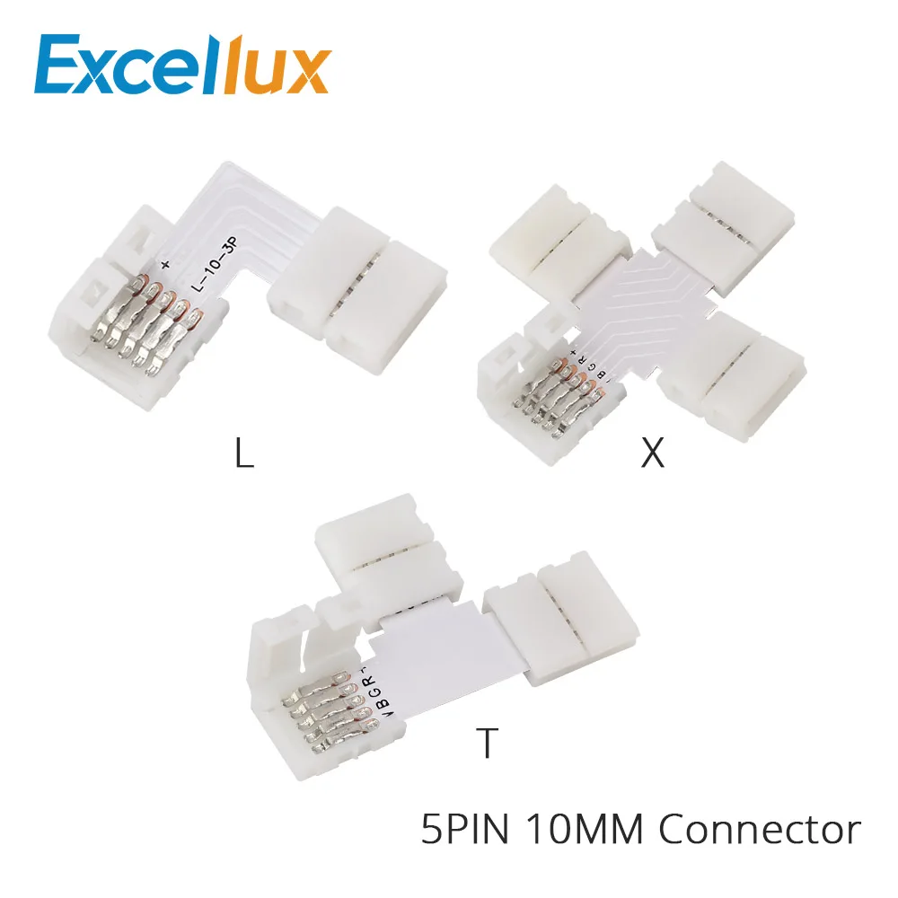 

5PCS/lot 10MM 5PIN RGBW L type / X type / T shape No Soldering connector For 5050 RGBW / RGBWW LED strip 5PIN RGBW connector