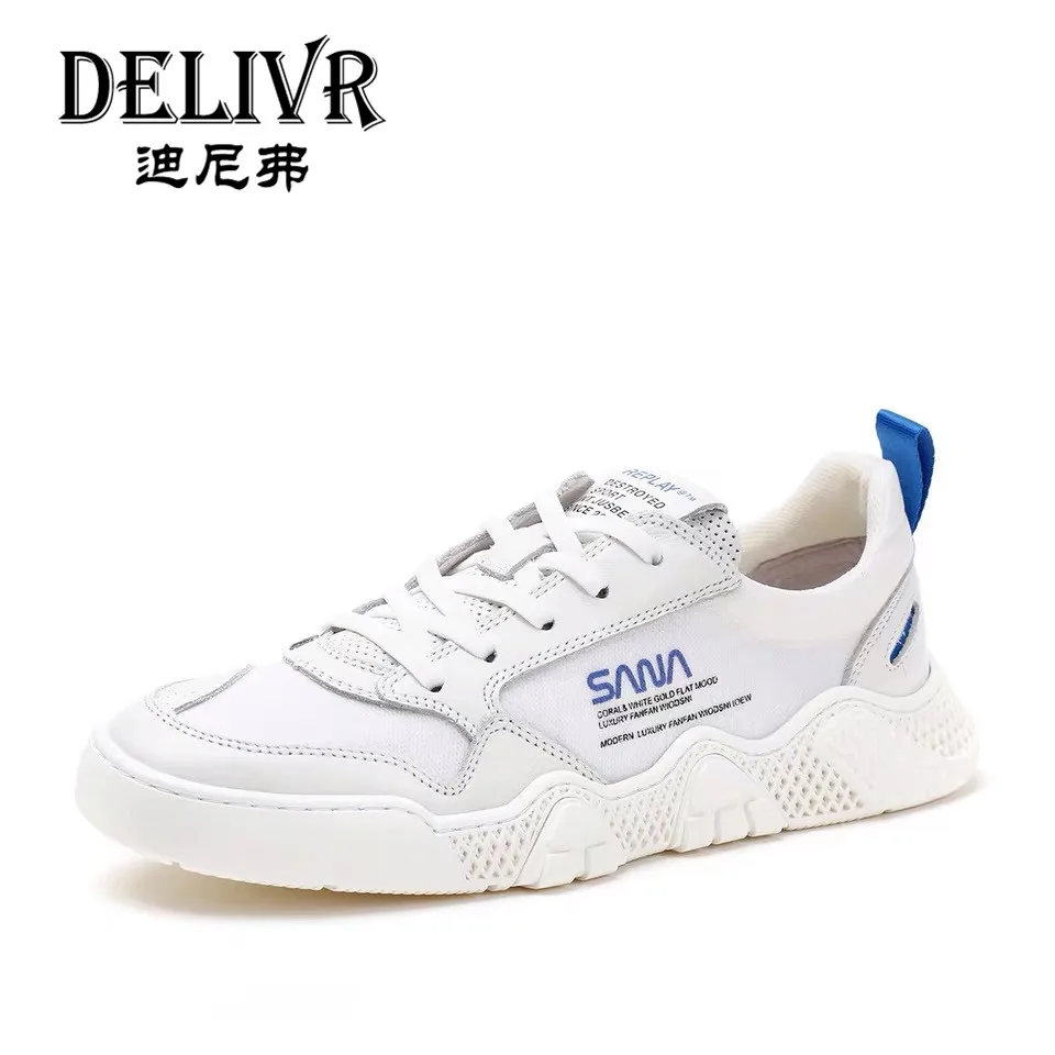Delivr, zapatillas de hombre de marca de lujo, zapatillas blancas a la moda 2019, zapatos para hombre de Roma, zapatos casuales de cuero genuino, para hombre AliExpress Calzado