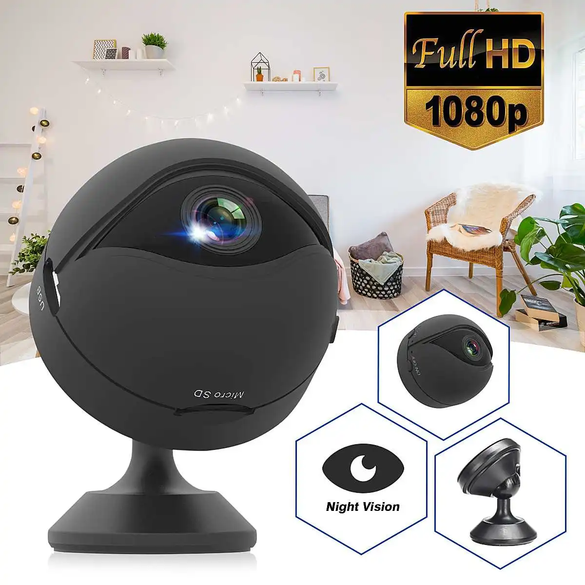 

Wifi Camera 1080p Home Security IP Camera Wireless Mini Camera Night Vision Recorder Baby Monitor Support Windows Ios Android