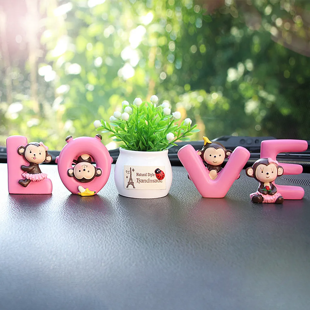 

Resin Miniature LOVE Monkeys Craft Accessory Home Garden Car Model Small Statue Figurine Crafts Ornament Miniatures #p4