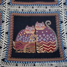 50x50 см льняная ткань с жаккардовым переплетением индийский фиолетовый Любовник Кошки Подушка DIY мешок G16