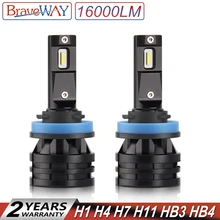 Buy BraveWay 2019 New Arrival 16000LM H11 LED Lamp for Cars H1 H4 H7 H8 H9 HB3 HB4 9005 9006 Turbo LED Bulbs for Auto Lights 12V 24V Free Shipping