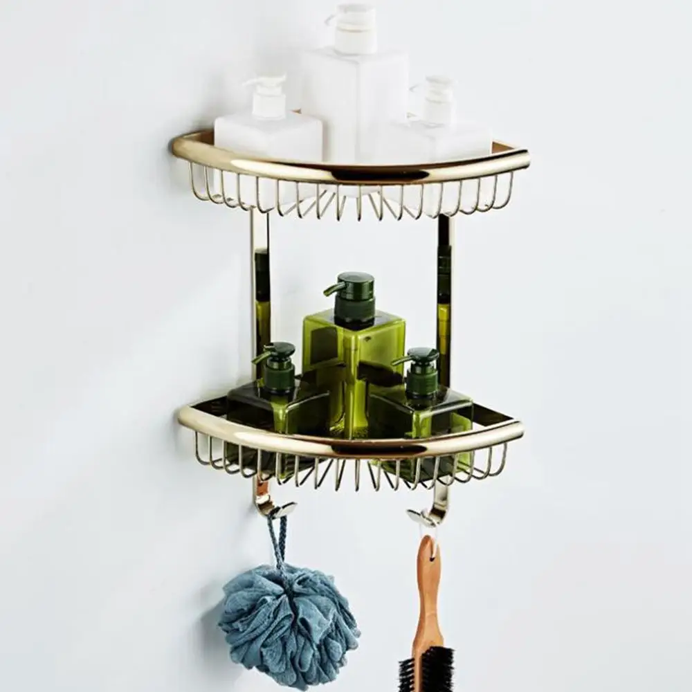 Günstig Luxus kristall messing gold bad regale shampoo halter ecke bad korb Bad Zubehör bad hardware EL30023