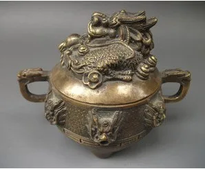 

Chinese Asian Antique Dragon Bronze Censer fast Shipping