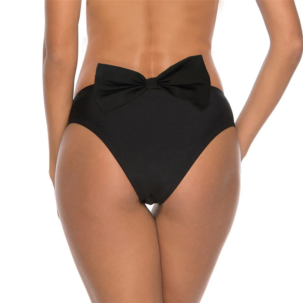 Новые Сексуальные дизайнерские складные цельные плавки с бантом, женские купальные костюмы, пляжная одежда, черные Плавки бикини с высокой талией - Цвет: black  bottom