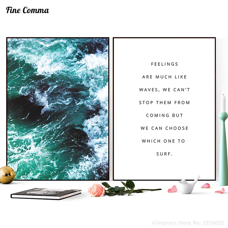 

Sea Waves Nordic Art Print Scandinavian Decor Art Decor Posters and Prints Wall Picture for Living Room Wall Art Canvas Print