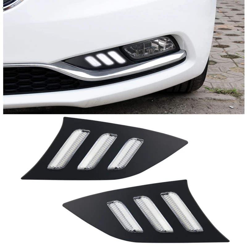 2PCS LED Daytime Running Light Lamps DRL Turn Signal Lamp For 2013-2016 Kia K3 with Dynamic moving yellow turn signal and blue 2PCS LED Daytime Running Light Lamps DRL Turn Signal Lamp For 2013-2016 Kia K3 with Dynamic moving yellow turn signal and blue