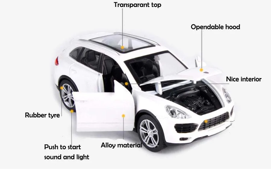 Реалистичный 1:32 моделирование Porsches Cayenne SUV 3 цвета литой металлический сплав модель автомобиля детские украшения-игрушки звук и светильник