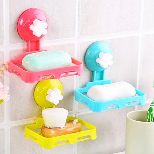 

3pcs/lot Home Travel Soap Candy Color Wall Holder Storage Box Toilet Suction Cup Holder Bathroom Shower Soap Dish Dish tray