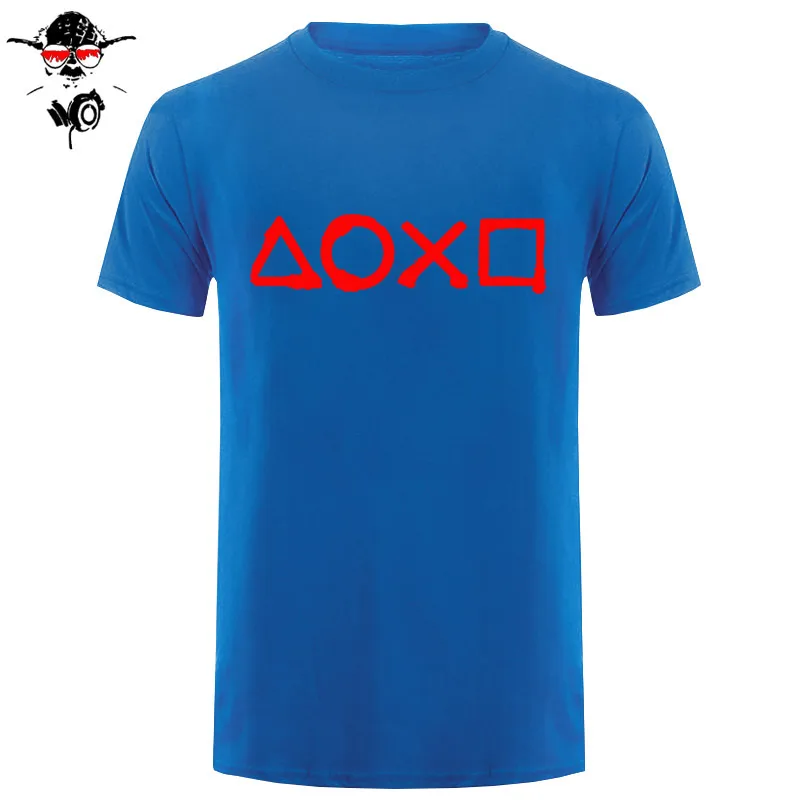 Новая Мужская хлопковая футболка с пуговицами Playstation, Повседневная футболка, мужские футболки