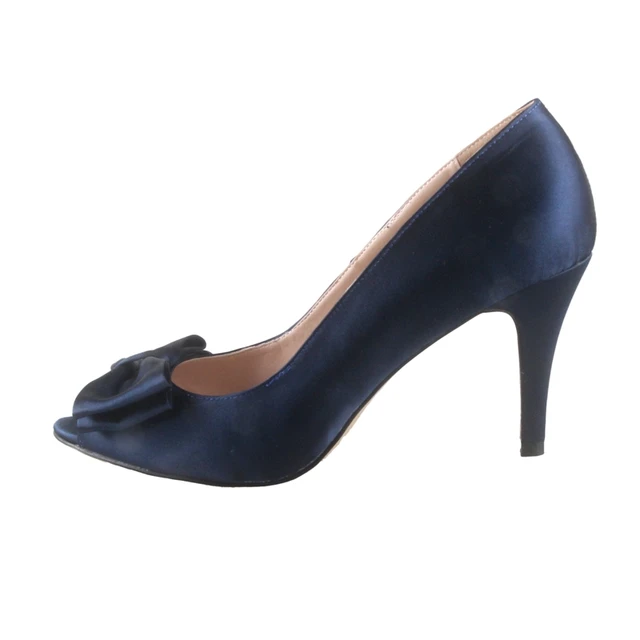 blue satin pumps wedding