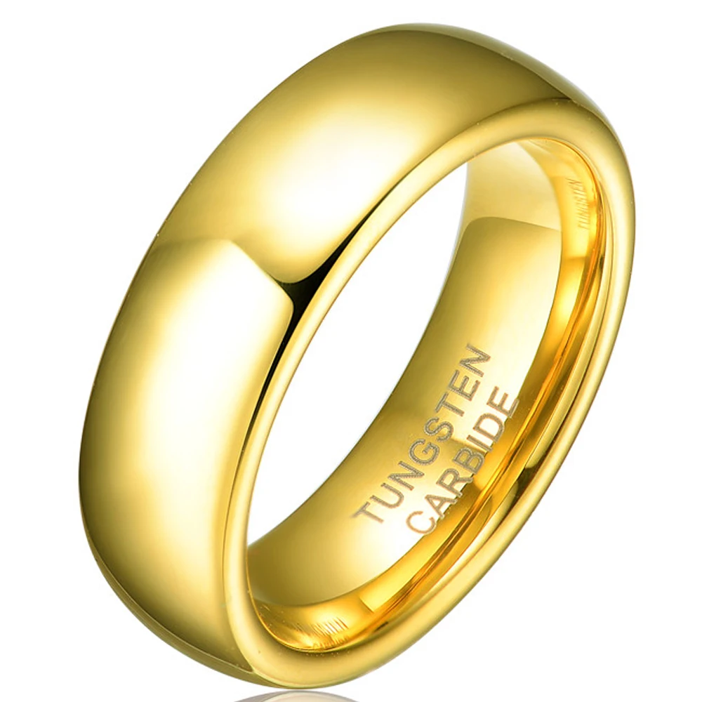 Hot Sale in Brazil 6MM Gold Plated Tungsten Carbide Wedding Engagement Bands Ring Men Women&#39;s ...